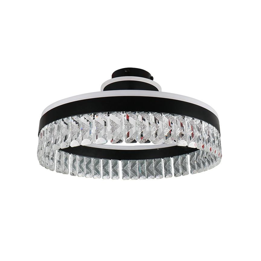 LED Prigušivi kristalni nadgradni luster LED/75W/230V 3000-6500K crna + daljinski upravljač