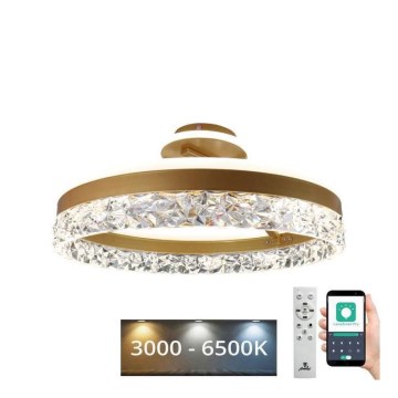 LED Prigušivi nadgradni luster LED/86W/230V 3000-6500K zlatna + daljinski upravljač