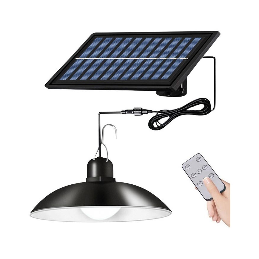 LED Prigušivi solarni luster na sajli LED/1,8W/3,7V IP44 6500K 800 mAh + daljinski upravljač