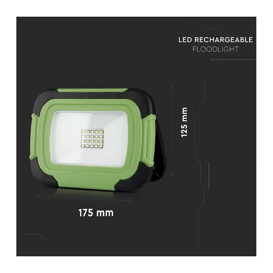 LED Punjivi reflektor SAMSUNG CHIP LED/10W/3,7V IP44 6400K zelena