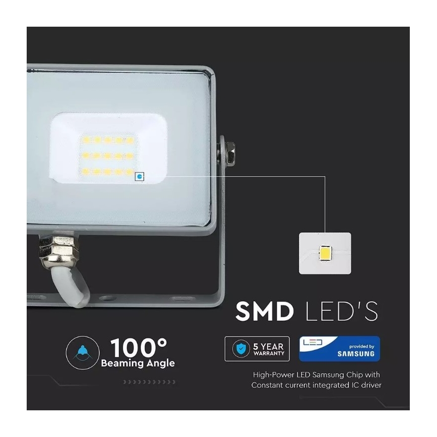 LED Reflektor SAMSUNG CHIP LED/10W/230V IP65 3000K siva