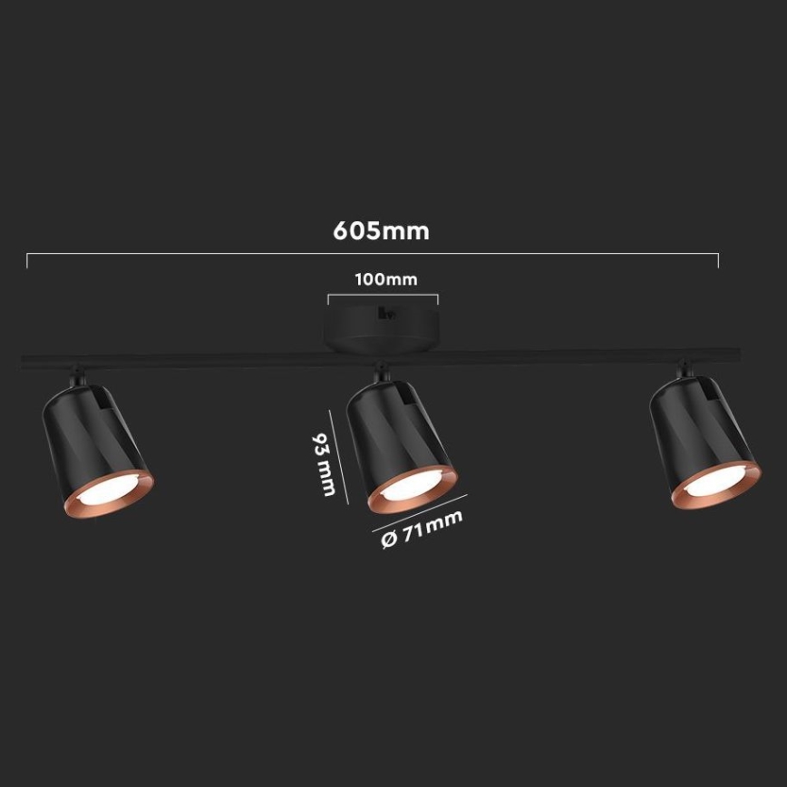 LED Reflektorska svjetiljka 3xLED/5W/230V 4000K crna