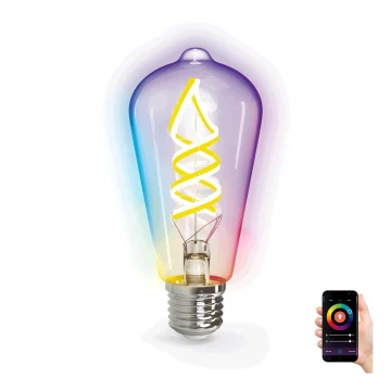 LED RGB+CCT Žarulja FILAMENT ST64 E27/4,9W/230V 2700-6500K Wi-Fi - Aigostar