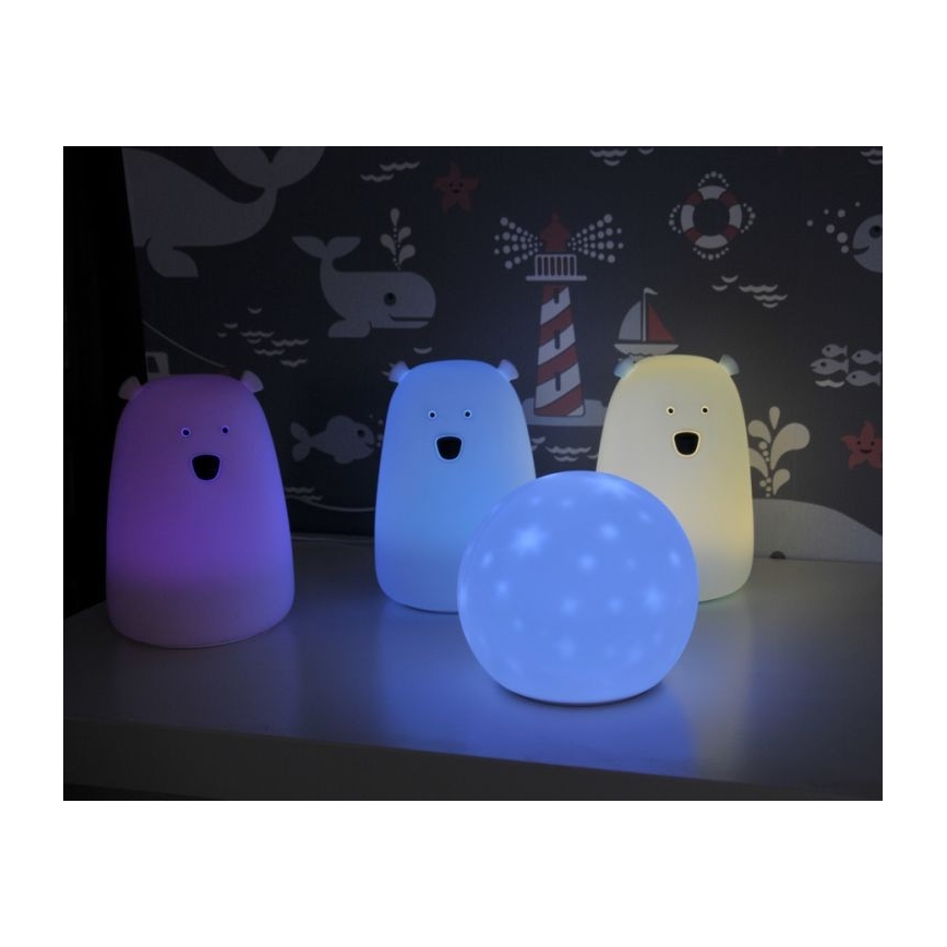 LED RGB Dječja dodirna lampica BEAR LED/0,8W/5V plava