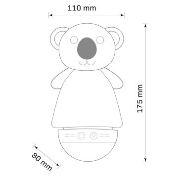 LED RGB Dječja noćna lampica s melodijom 3xAAA/5V koala