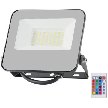 LED RGBW Prigušivi reflektor LED/30W/230V IP65 siva + daljinski upravljač