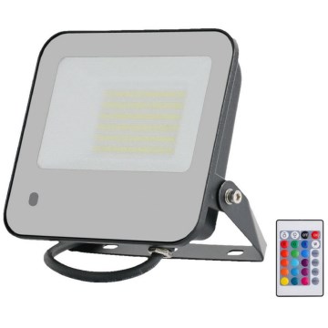 LED RGBW Prigušivi reflektor LED/50W/230V IP65 siva + daljinski upravljač