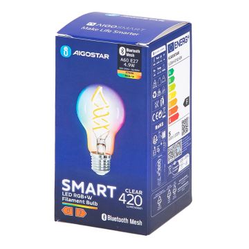 LED RGBW Žarulja FILAMENT A60 E27/4,9W/230V 2700K - Aigostar