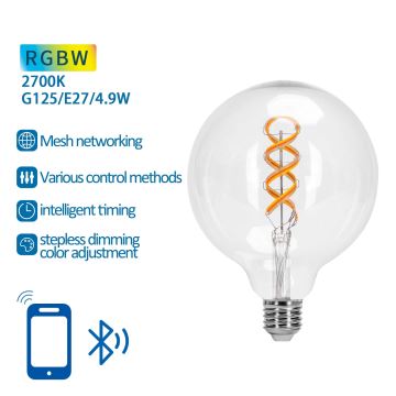 LED RGBW Žarulja FILAMENT G125 E27/4,9W/230V 2700K - Aigostar