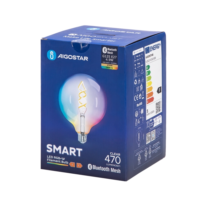 LED RGBW Žarulja FILAMENT G125 E27/4,9W/230V 2700K - Aigostar