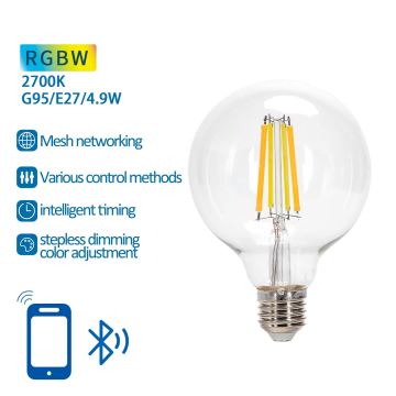 LED RGBW Žarulja FILAMENT G95 E27/4,9W/230V 2700K - Aigostar