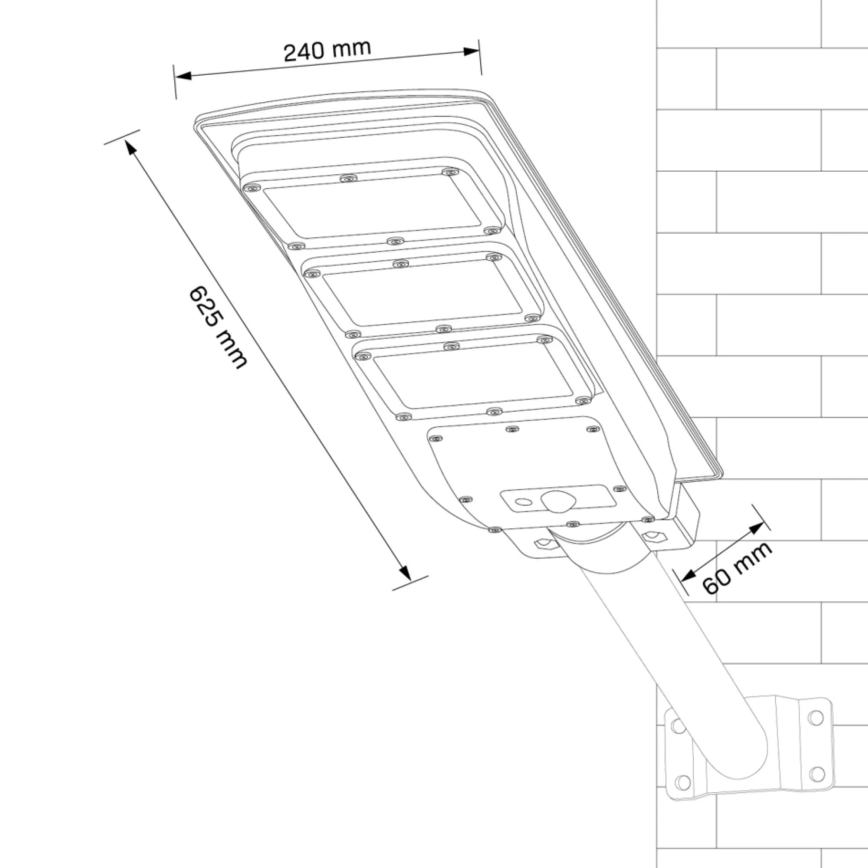 LED Solarna ulična svjetiljka sa senzorom STREET LED/10W/3,2V IP65 + daljinski upravljač