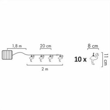 LED Solarni dekorativni lanac 10xLED 3,8 IP44 flamingo