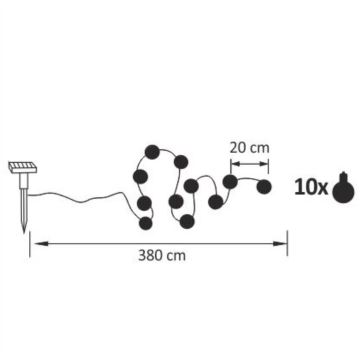 LED Solární dekorativni lanac LED/1,2V 3,8 m IP44