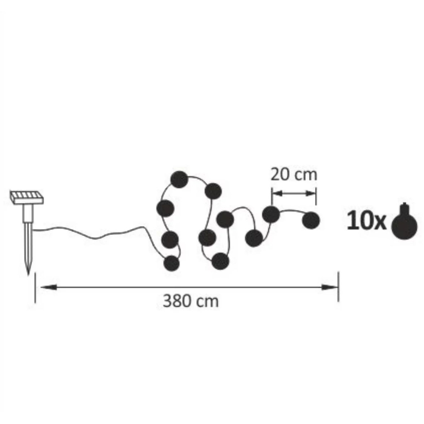 LED Solární dekorativni lanac LED/1,2V 3,8 m IP44