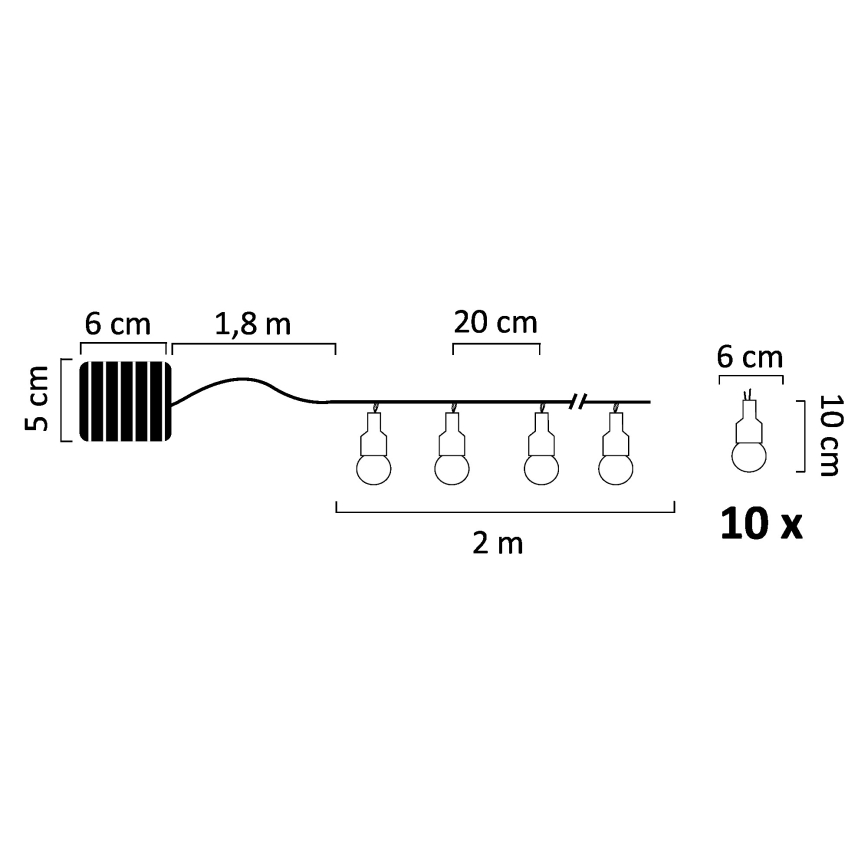 LED Solární dekorativni lanac PASTEL 10xLED/1,2V 3,8 m IP44