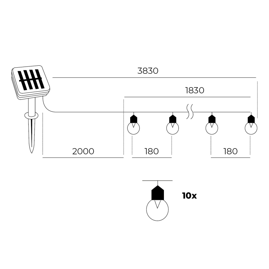 LED - Solární lanac 10xLED/0,12W/1,2V 1xAA IP44 6000K