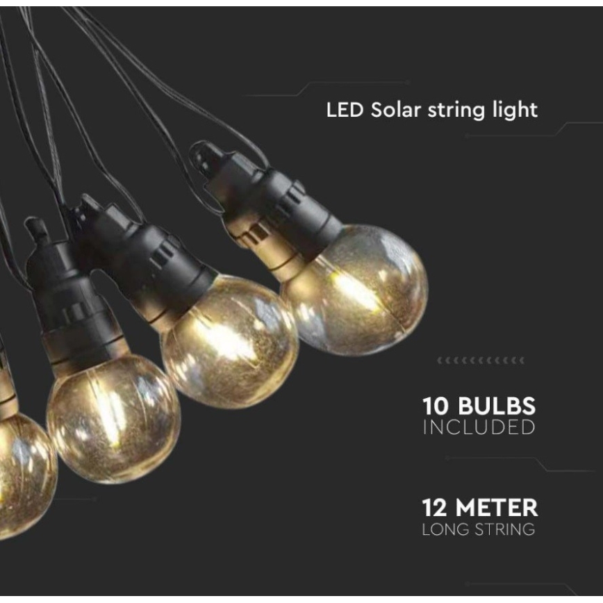 LED Solarni lanac 10xLED/0,5/4,5V 12 m 3000K IP44 + daljinski upravljač