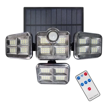 LED Solarni reflektor sa senzorom za pokret i dan/noć LED/30W/3,7V 2400 mAh IP47 + daljinski upravljač