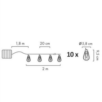 LED Solární vanjski lanac 10xLED/1xAAA 4,8 m IP44