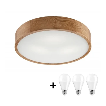 LED Stropna svjetiljka OAK 3xE27/10W/230V hrast pr. 47 cm