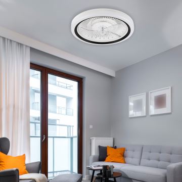 LED Prigušiva stropna svjetiljka s ventilatorom GEMMA LED/37W/230V bijela + daljinski upravljač