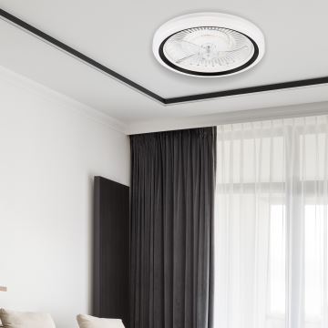 LED Prigušiva stropna svjetiljka s ventilatorom GEMMA LED/37W/230V bijela + daljinski upravljač