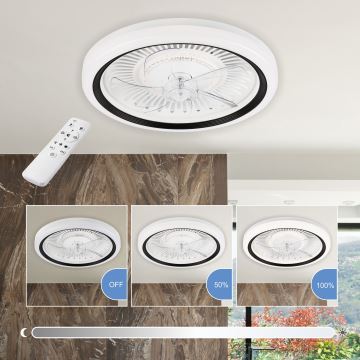 LED Prigušiva stropna svjetiljka s ventilatorom GEMMA LED/37W/230V bijela + daljinski upravljač