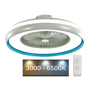 LED Stropna svjetiljka s ventilatorom LED/45W/230V 3000/4000/6500K plava + daljinski upravljač