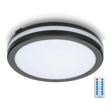 LED Stropna svjetiljka za kupaonicu sa senzorom LED/18W/230V 3000/4000/6500K IP65 pr. 30 cm crna + daljinski upravljač