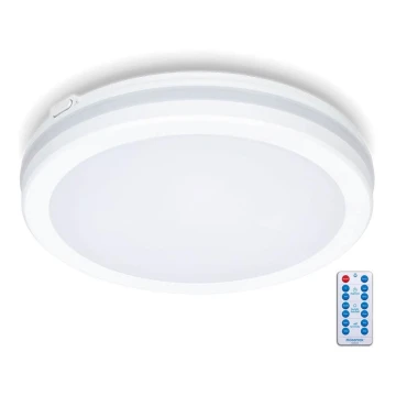 LED Stropna svjetiljka za kupaonicu sa senzorom LED/24W/230V 3000/4000/6500K IP65 pr. 30 cm bijela + daljinski upravljač