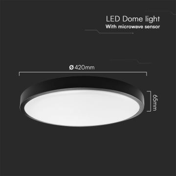 LED Stropna svjetiljka za kupaonicu sa senzorom LED/36W/230V IP44 4000K pr. 42 cm crna + daljinski upravljač