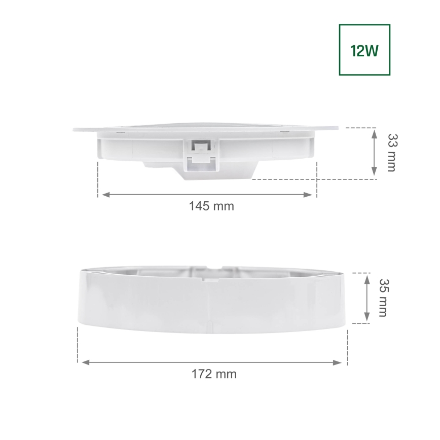 LED Ugradbena svjetiljka ALGINE 2u1 LED/12W/230V 4000K