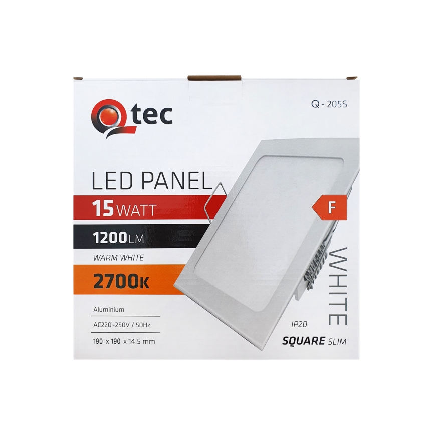 LED Ugradbena svjetiljka QTEC LED/15W/230V 2700K 19x19 cm