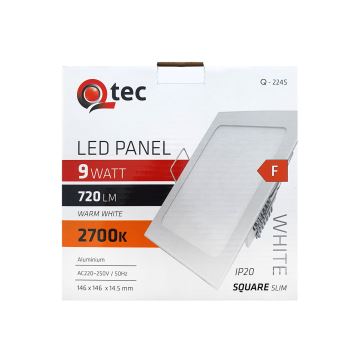 LED Ugradbena svjetiljka QTEC LED/9W/230V 2700K 14,6x14,6 cm