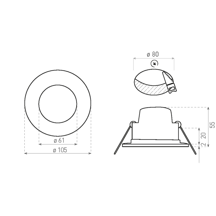 LED Ugradbena svjetiljka za kupaonicu BONO LED/8W/230V 4000K IP65 bijela