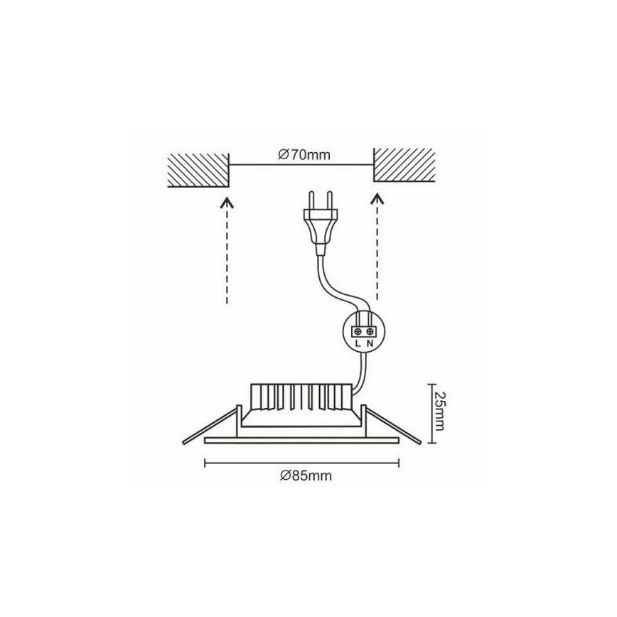 LED Ugradbena svjetiljka za kupaonicu LED/7W/230V 4000K srebrna IP44