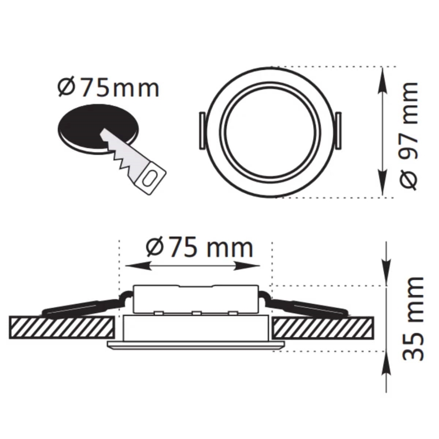 LED Ugradbena svjetiljka ZOE LED/4,8W/230V crna