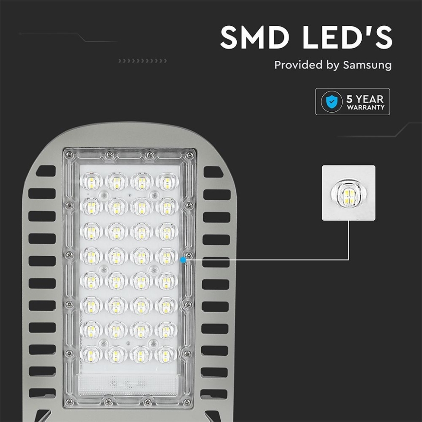 LED Ulična svjetiljka SAMSUNG CHIP LED/50W/230V 4000K siva