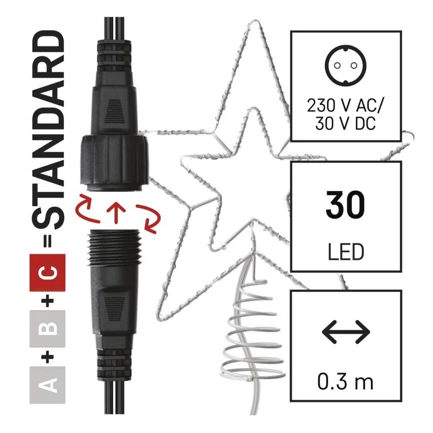 LED Vanjska božićna dekoracija 30xLED/4W/30V IP44 hladna bijela