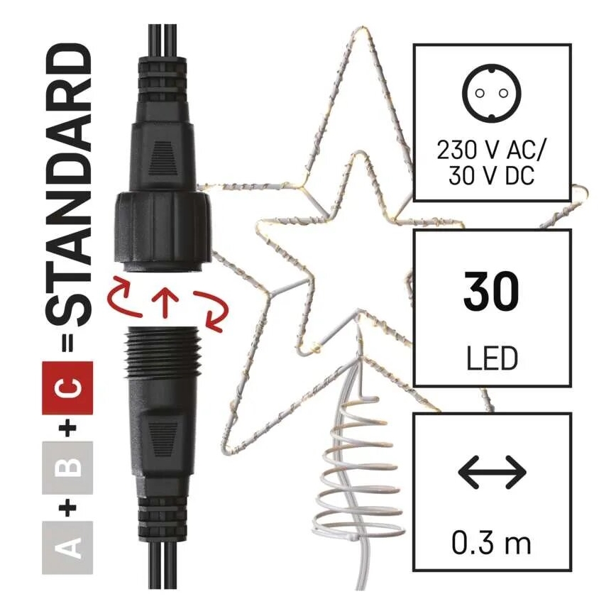 LED Vanjska božićna dekoracija 30xLED/4W/30V IP44 topla bijela