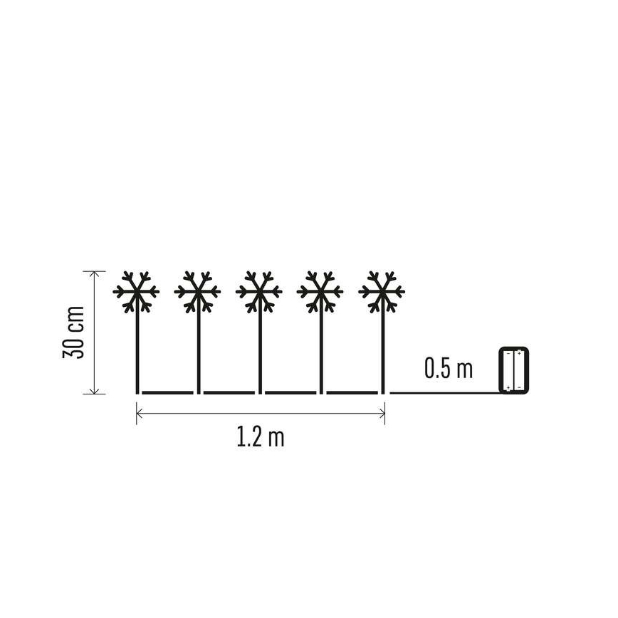 LED Vanjska Božićna dekoracija 5xLED/3xAA IP44 pahuljice