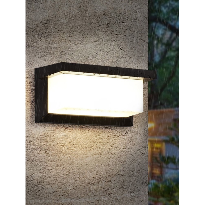 LED Vanjska zidna svjetiljka s žárovkou sa senzorom za dan/noć NEELY 1xE27/9W/230V IP54 crna