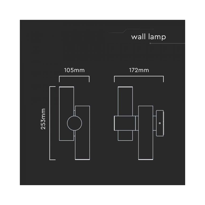 LED Vanjska zidna fleksibilna spot svjetiljka 2xLED/3W/230V 3000K IP44 crna