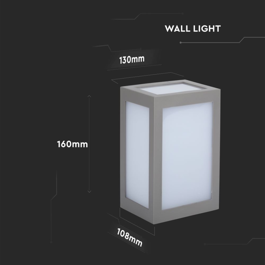 LED Vanjska zidna svjetiljka LED/12W/230V 3000K IP65 siva