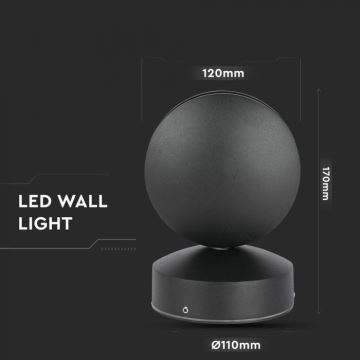 LED Vanjska zidna fleksibilna svjetiljka LED/7W/230V 3000K IP65 crna