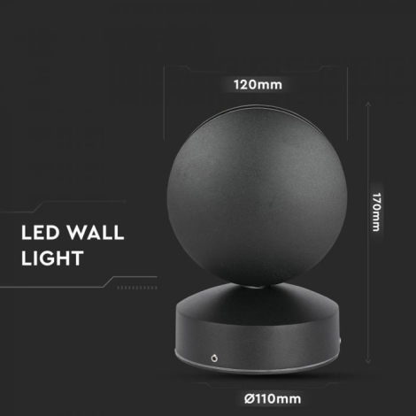 LED Vanjska zidna fleksibilna svjetiljka LED/7W/230V 3000K IP65 crna