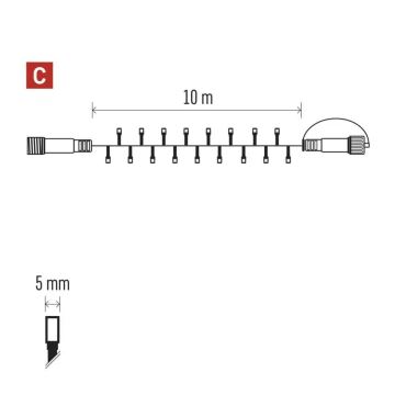 LED Vanjske božićne lampice 100xLED/10m IP44 crvena