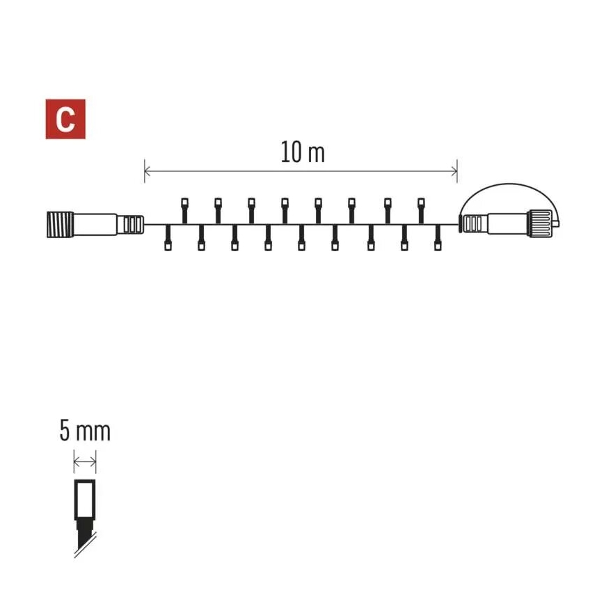 LED Vanjske božićne lampice 100xLED/10m IP44 crvena