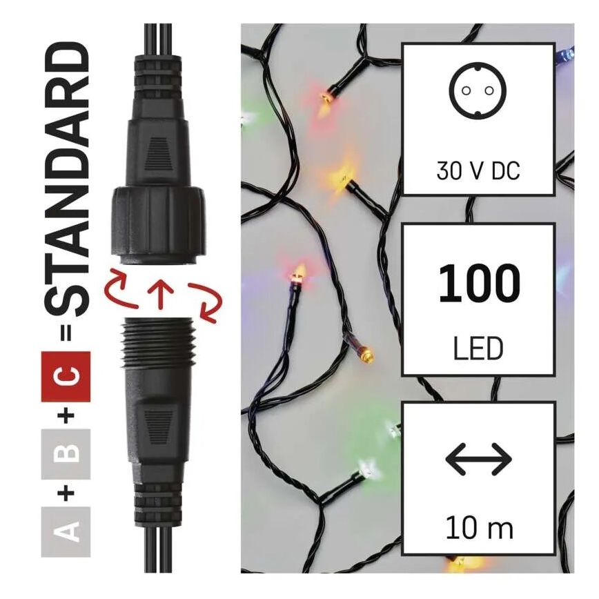 LED Vanjske božićne lampice 100xLED/10m IP44 multicolor